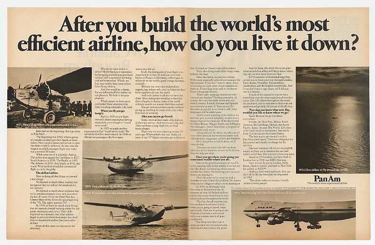 1971 A Pan Am ad highlighting Pan Am's history.